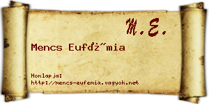 Mencs Eufémia névjegykártya